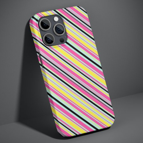 Pink Lemonade Stripe Pattern iPhone 15 Pro Max Case