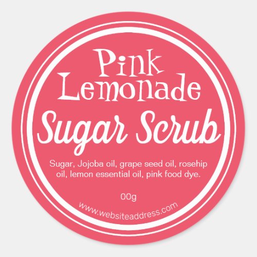 Pink Lemonade Sugar scrub Product Labels