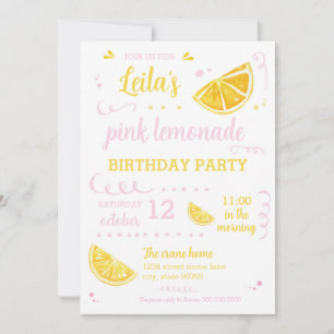 Pink Lemonade Summer Birthday Party Download Invitation