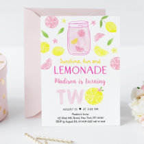 Pink Lemonade Summer Girl Second Birthday Invitation