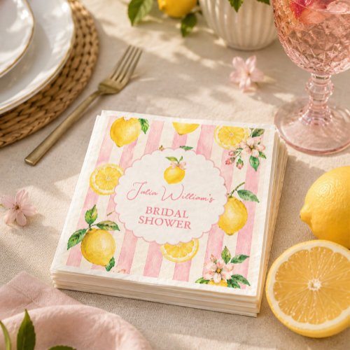 Pink Lemonade Summer Lemon Bridal Shower Napkins