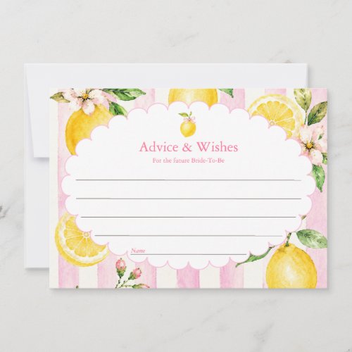 Pink Lemonade Summer Lemon Bridal Shower Note Card