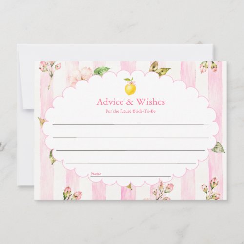 Pink Lemonade Summer Lemon Bridal Shower Note Card
