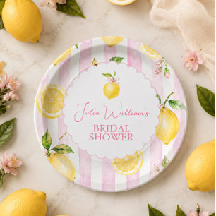 Pink Lemonade Summer Lemon Bridal Shower  Paper Plates