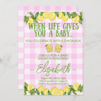 Pink Lemonade Themed Baby Shower Invitation
