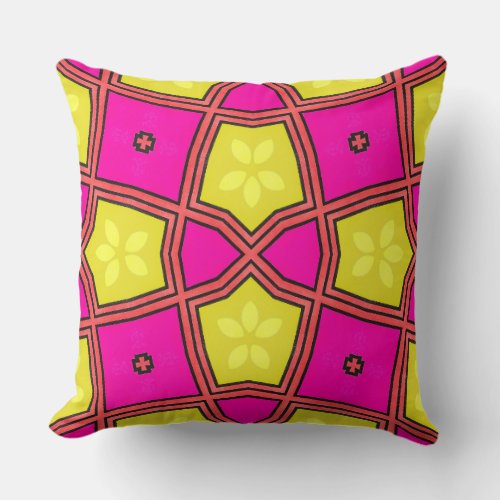 Pink Lemonade Vibrant Cheerful Bowtie Pattern Throw Pillow