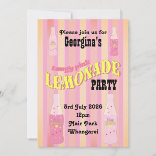 Pink Lemonade Vintage Soda Bottle Ombre Retro Invitation