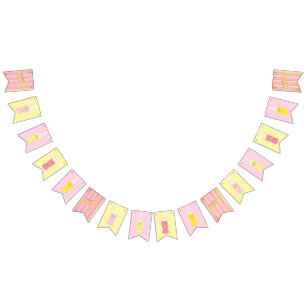 Pink Lemonade Vintage Soda Bottle Striped Summer Bunting Flags