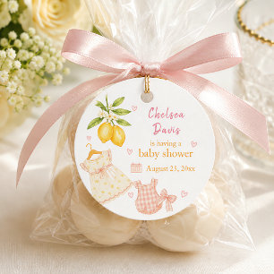 Pink Lemonade Whimsical Watercolor Baby Girl Favor Tags