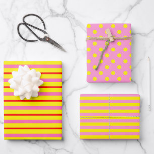 Pink Lemonade Yellow Wrapping Paper Sheets
