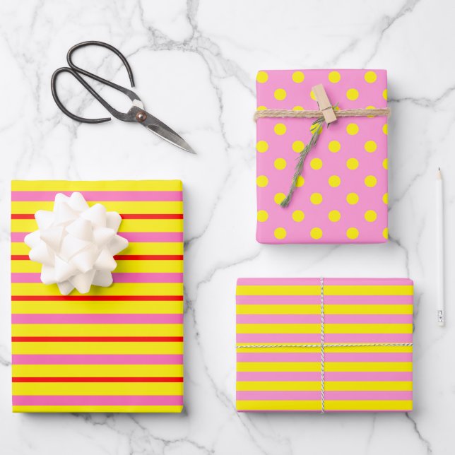 Pink Lemonade Yellow  Wrapping Paper Sheets (Front)