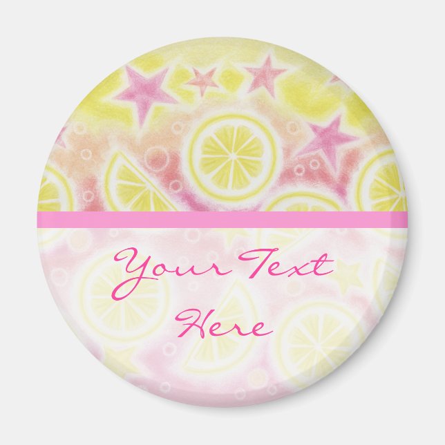 Pink Lemonade 'Your Text' fridge magnet stripe (Front)