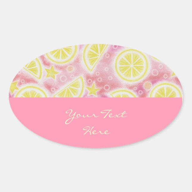 Pink Lemonade 'Your Text' sticker oval pink (Front)