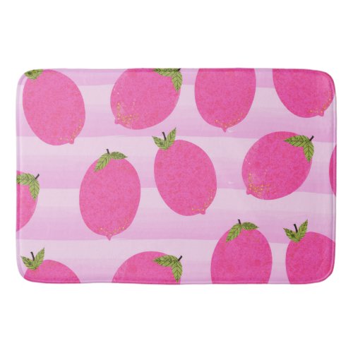Pink Lemons Lemonade Summer Fruit Bright Fun Chic Bath Mat