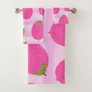 Pink Lemons Lemonade Summer Fruit Fun Bright Bath Towel Set
