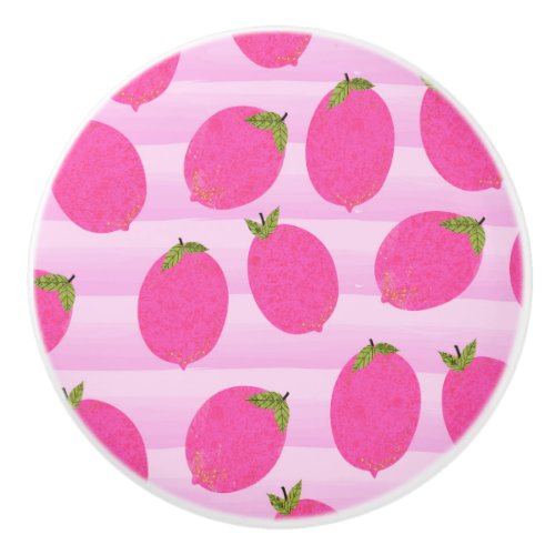 Pink Lemons Lemonade Summer Fruit Fun Bright Ceramic Knob