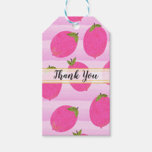 Pink Lemons Lemonade Summer Fruit Watercolor Favor Gift Tags