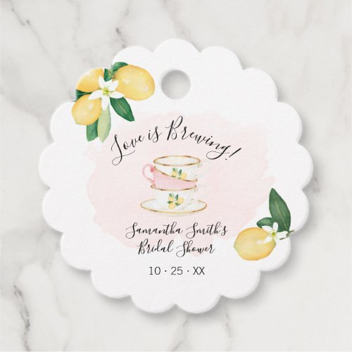 Pink Lemons Love is Brewing Tea Bridal Shower Favor Tags