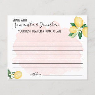Pink Lemons Share a Date Idea Shower Game Card Flyer