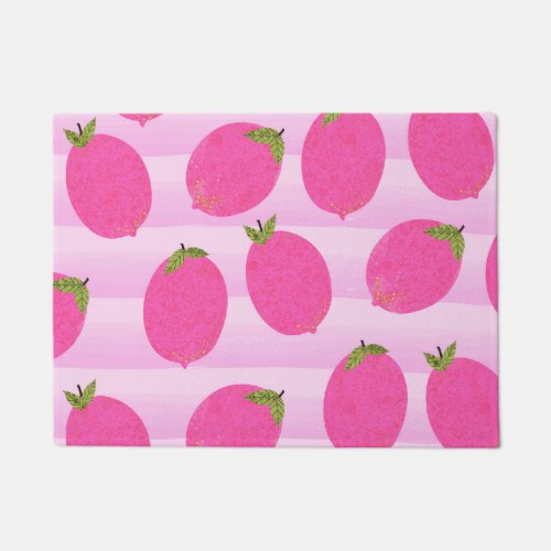 Pink Lemons Summer Fruit Watercolor Fun Bright Doormat