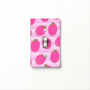 Pink Lemons Summer Fruit Watercolor Fun Bright Light Switch Cover