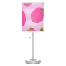 Pink Lemons Summer Fruit Watercolor Fun Bright Table Lamp