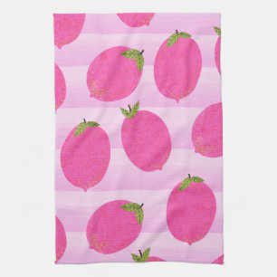 Pink Lemons Summer Fruit Watercolor Fun Bright Towel
