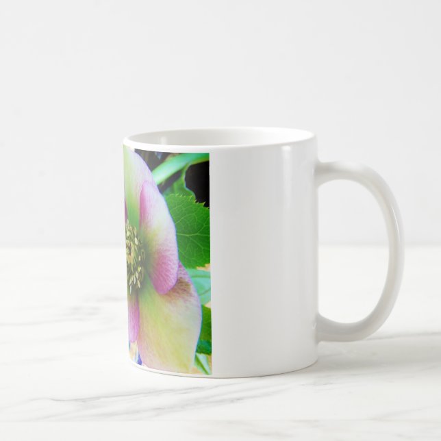 Pink Lenten Rose blue glass ball Coffee Mug (Right)