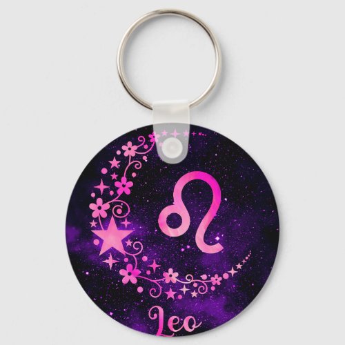 Pink Leo Zodiac Keyring