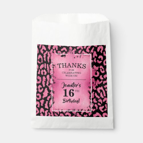 Pink Leopard 16th Birthday Party Favor Bag