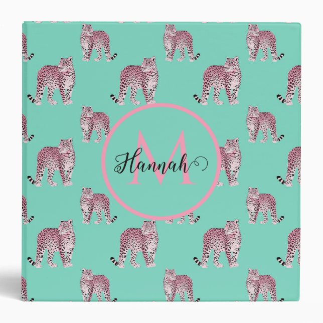  Pink Leopard 3 Ring Binder (Front)