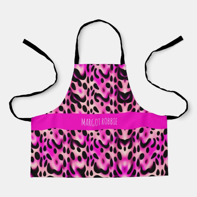 Pink Leopard 3D Geometric Pattern Apron (Front)