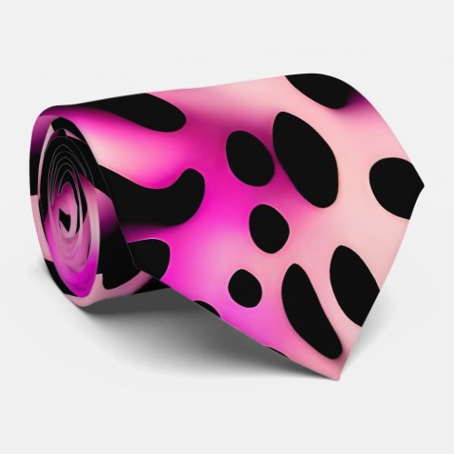 Pink Leopard 3D Geometric Pattern Neck Tie
