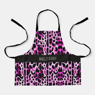 Pink Leopard 3D Vertical Isometric Pattern Apron