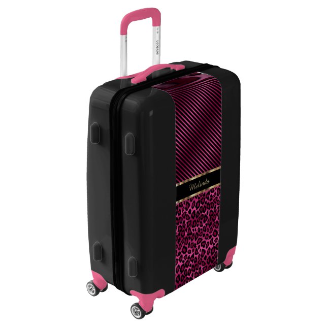 Pink Leopard Animal - Personalize Luggage (Rotated Left)
