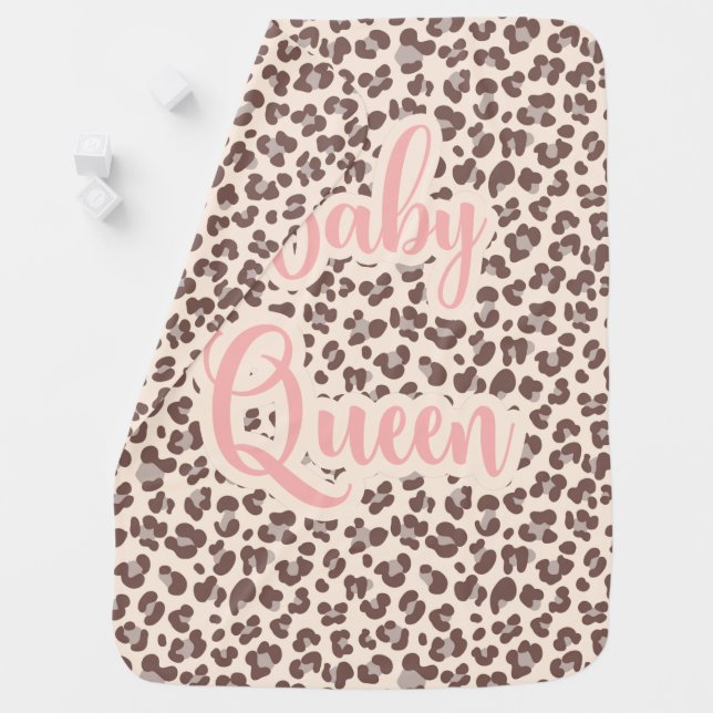 Pink leopard, animal print baby blanket (In Situ)