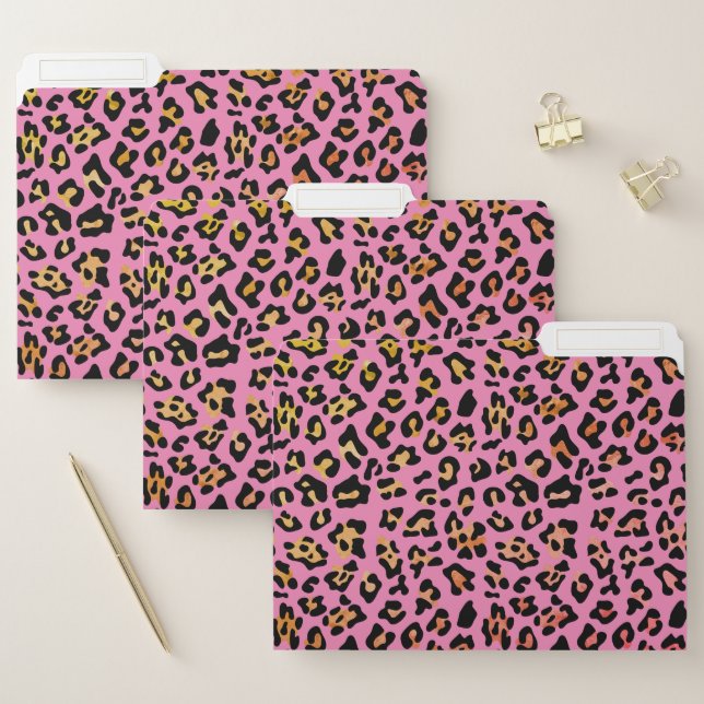 Pink Leopard Animal Print File Folder (Set)