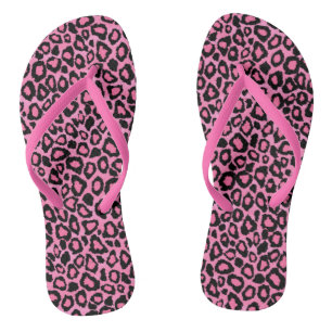 Pink Leopard Animal Print Flip Flops