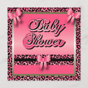 Pink Leopard Animal Print for a Baby Shower Invitation