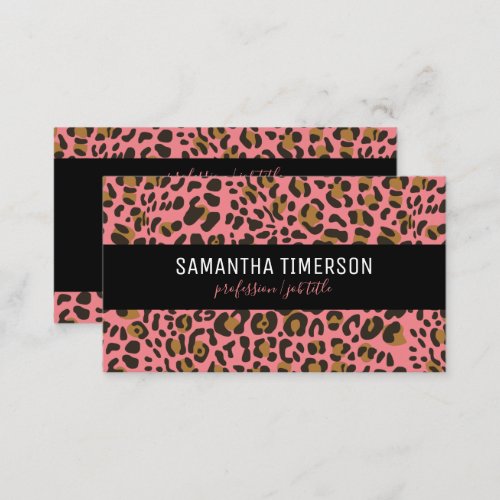 Pink Leopard Animal Print Modern Professional Business Card