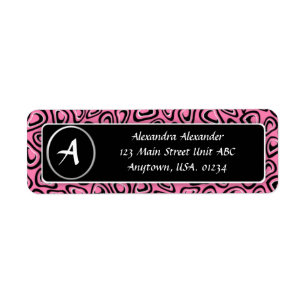 Pink Leopard Animal Print Monogrammed Label