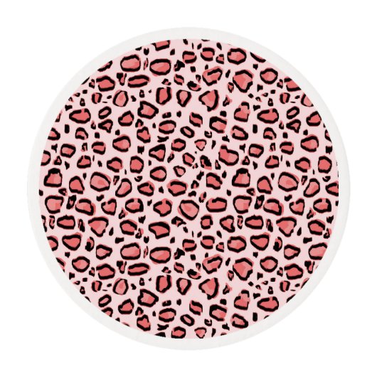 Pink Leopard Animal Print Pattern Edible Frosting Rounds (Front)
