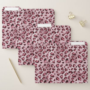Pink Leopard Animal Print Pattern File Folder