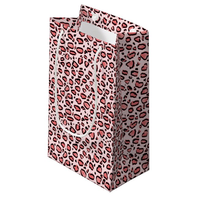 Pink Leopard Animal Print Pattern Small Gift Bag (Front Angled)