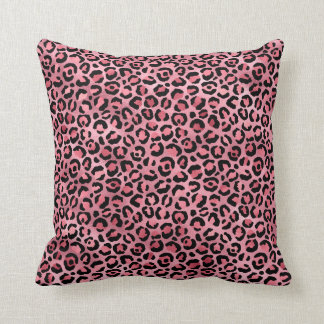 Pink Leopard Animal Print Pattern Throw Pillow