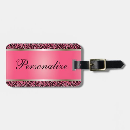 Pink Leopard Animal Print  Personalize Luggage Tag