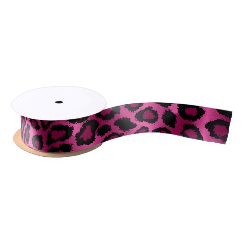 Pink Leopard Animal Print Satin Ribbon
