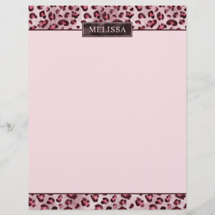 Pink Leopard Animal Print With Faux Foil And Name Letterhead