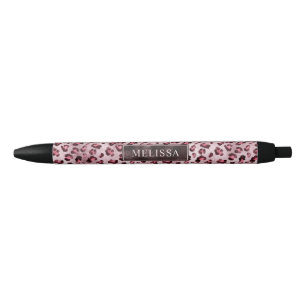 Pink Leopard Animal Print With Faux Foil And Name Pen