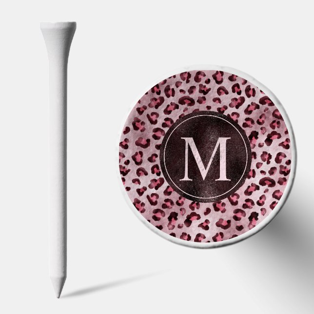 Pink Leopard Animal Print With Faux Foil Monogram Golf Tees (Combo)